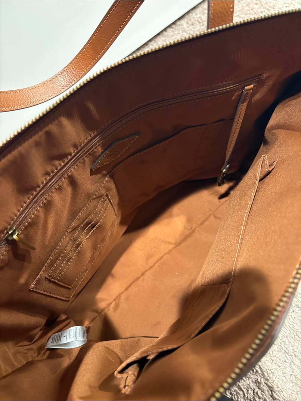 Fossil Leather Tote in Cognac Brown - Picture 4 of 8